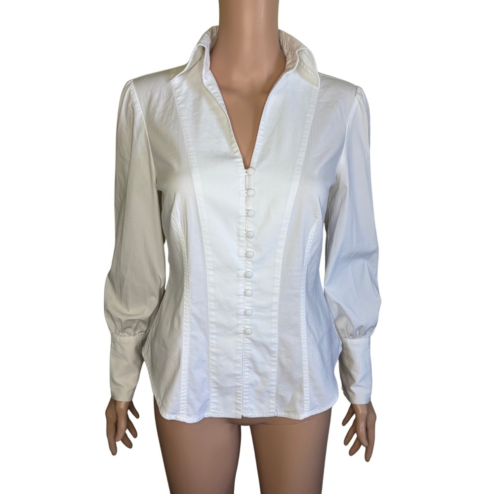 INC White Gothic Button Blouse